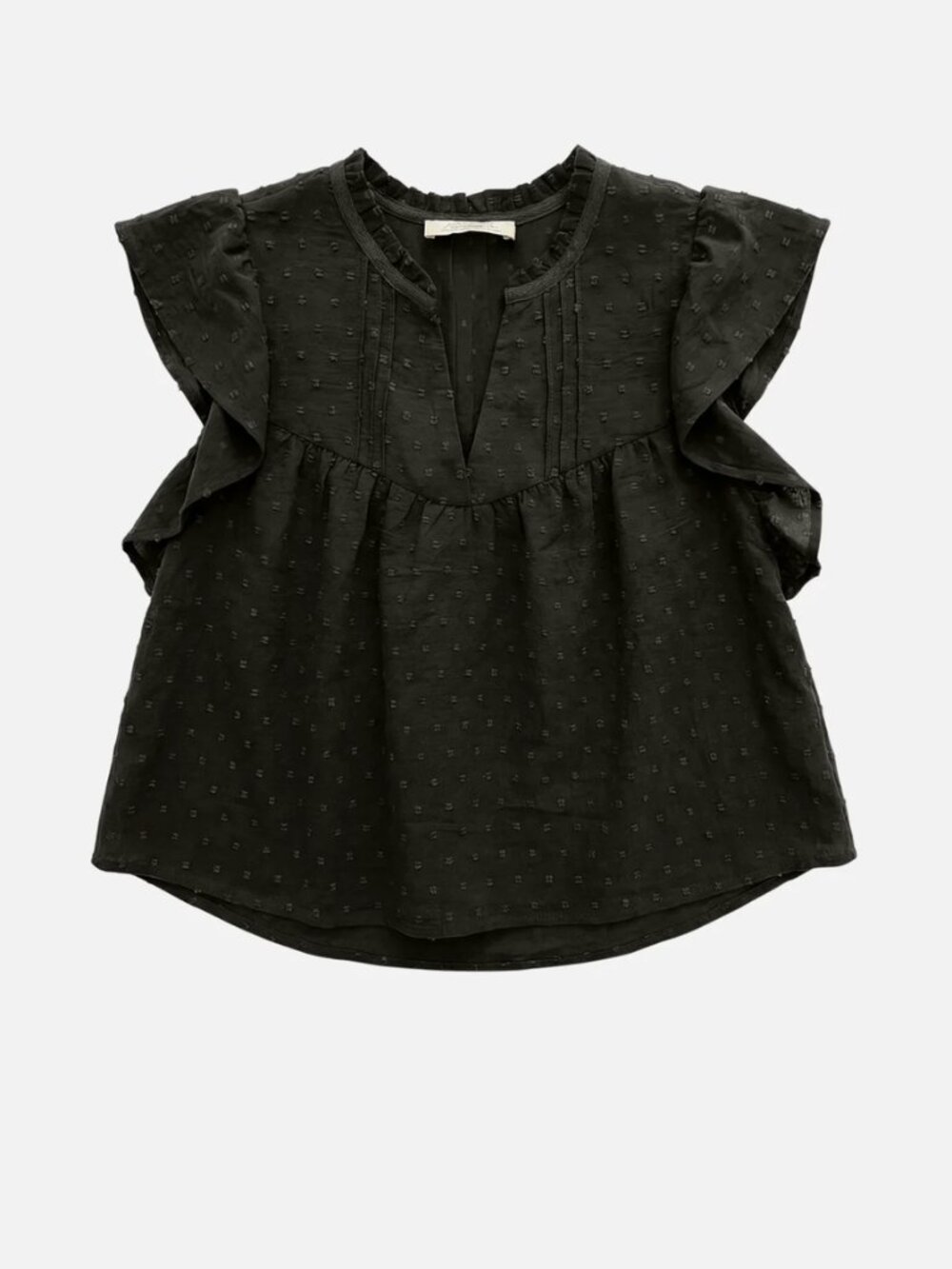 Propoganda Teresa Ruffle Top Black Large NWT